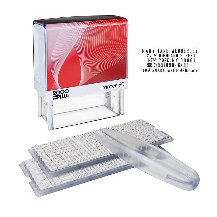 2000 Plus Printer 30 Letters/Numbers Rectangle Pre-Inked Stamp Set