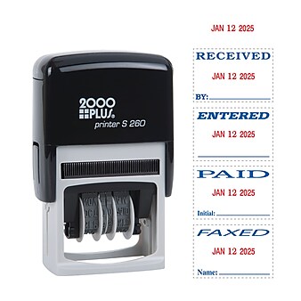 2000 Plus Dater, RECEIVED, ENTERED, PAID, FAXED, Blue and Red Inks (065005)
