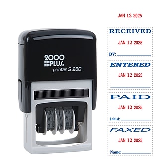 2000 Plus Dater, RECEIVED, ENTERED, PAID, FAXED, Blue and Red Inks (065005)