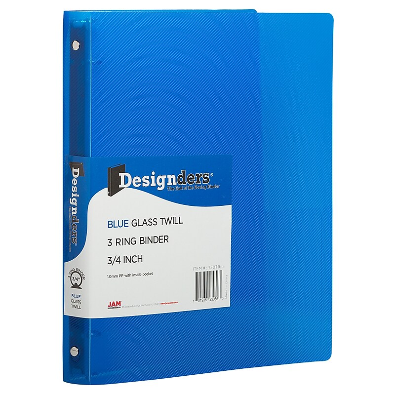 JAM Paper Designders 1" 3-Ring Flexible Poly Binders, Blue (750T1BU) image 1