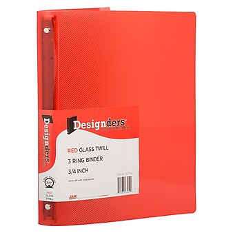 JAM Paper® Plastic 0.75 Inch Binder, Red 3 Ring Binder, Sold Individually (53016RE)