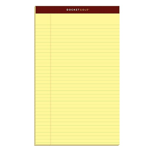 Tops Docket Gold Notepads, 8.5" x 14", Canary, 50 Sheets/Pad, 12 Pads