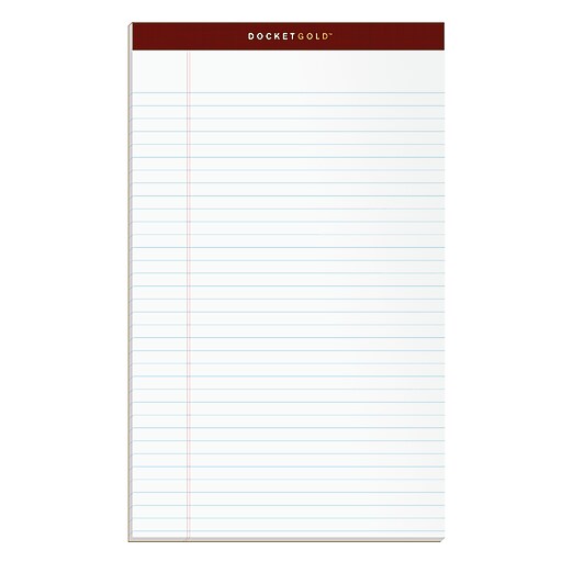 Tops Docket Gold Notepads, 8.5" x 14", White, 50 Sheets/Pad, 12 Pads
