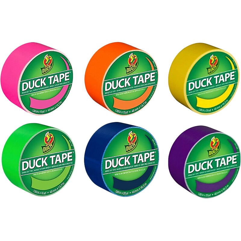 Duck Heavy Duty Duct Tapes, 1.88" x 20 Yds., Assorted Colors, 6 Rolls/Pack (DUCKBRT6PK-STP) image 1