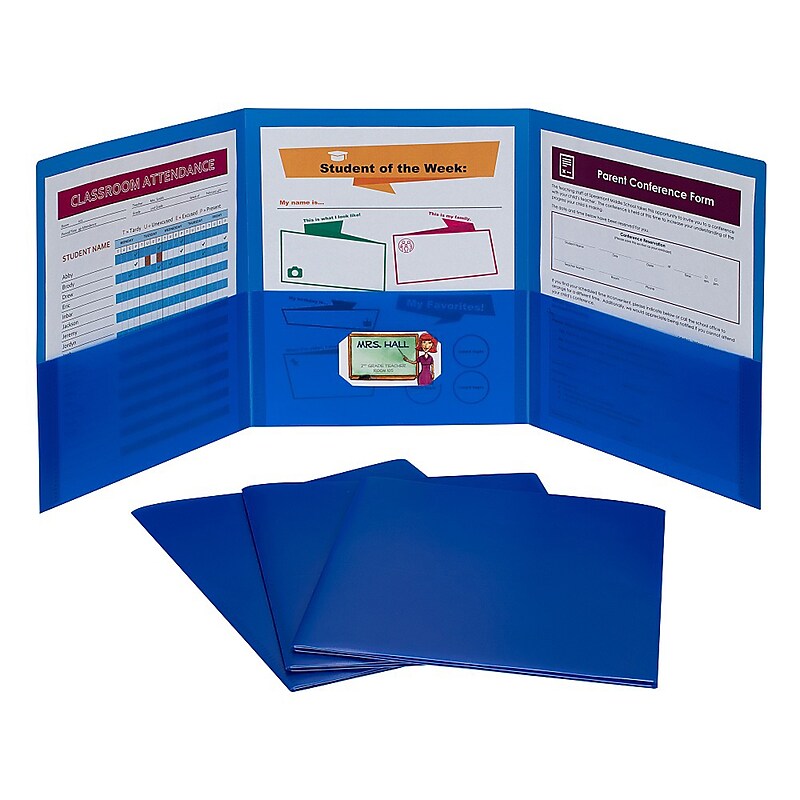 C-Line 3-Pocket Portfolio Folder, Blue, Box of 24 (CLI33945) image 1