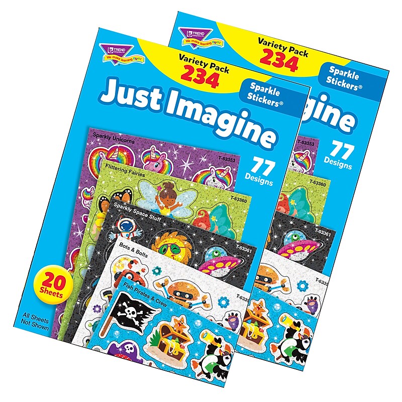 TREND Enterprises Just Imagine Sparkle Stickers Variety Pack, 234/Pack, 2 Packs/Bundle (T-63911-2) image 1