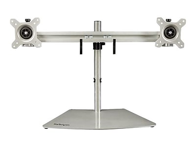 Dual Monitor Stand – Free Standing Desktop Pole Stand for 2x 24″ VESA Mount Displays -Synchronized Height Adjustable – Silver Sansujyuku sansujyuku.com