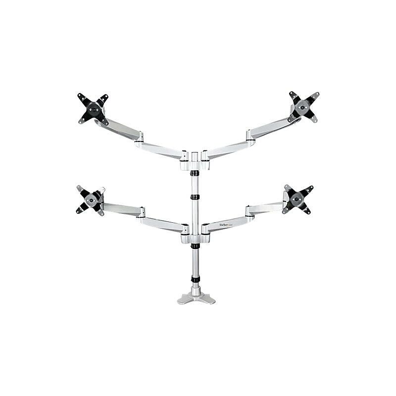 Desk Mount Quad Monitor Arm - 4 VESA Displays up to 27" -Premium Ergonomic Articulating Adjustable Pole Mount - Clamp/Grommet image 1