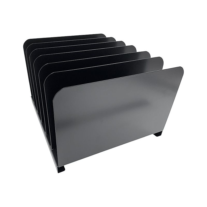 Huron 6-Compartment Steel File Organizer, Black (HASZ0144) image 1