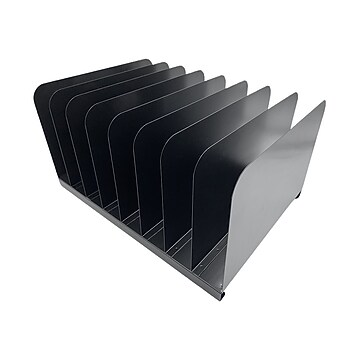 Huron Vertical 8-Compartment Steel Desk Organizer, Black (HASZ0156