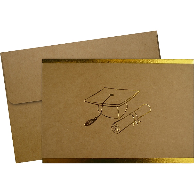 Great Papers! Grad-Itude Gold Foil Personal Thank You Notecard, Kraft/Gold, 50/Pack (2020032) image 1