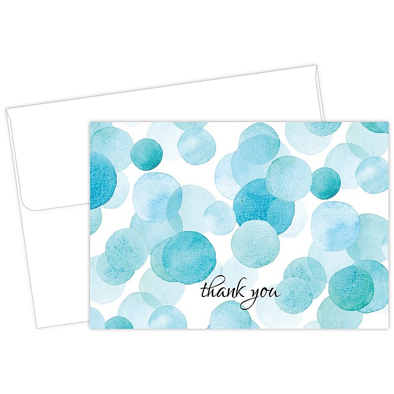 Great Papers Watercolor Dots Uncoated Personal Thank You Notecards, Blue/White/Black, 25/Pack (2020027) image 1
