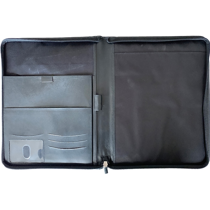 Rogue Wallet Leather Portfolio Case with Zipper Closure, Black