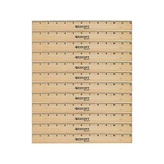 Westcott® 12" Scale Wood Ruler, Beige, 12/Pack (17720)