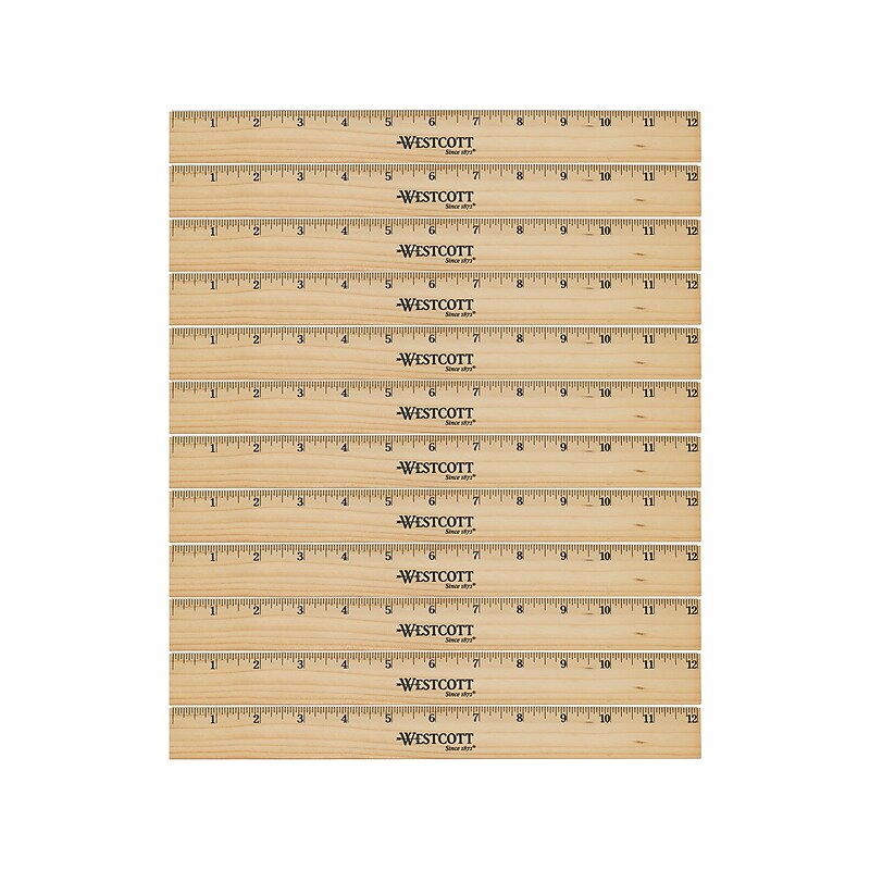 Westcott® 12" Scale Wood Ruler, Beige, 12/Pack (17720) image 1