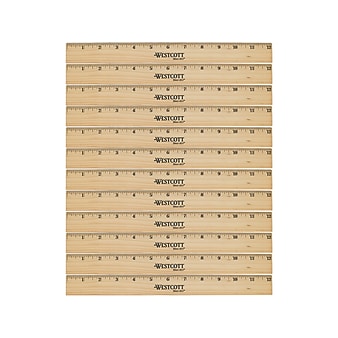 Westcott® 12" Scale Wood Ruler, Beige, 12/Pack (17720)