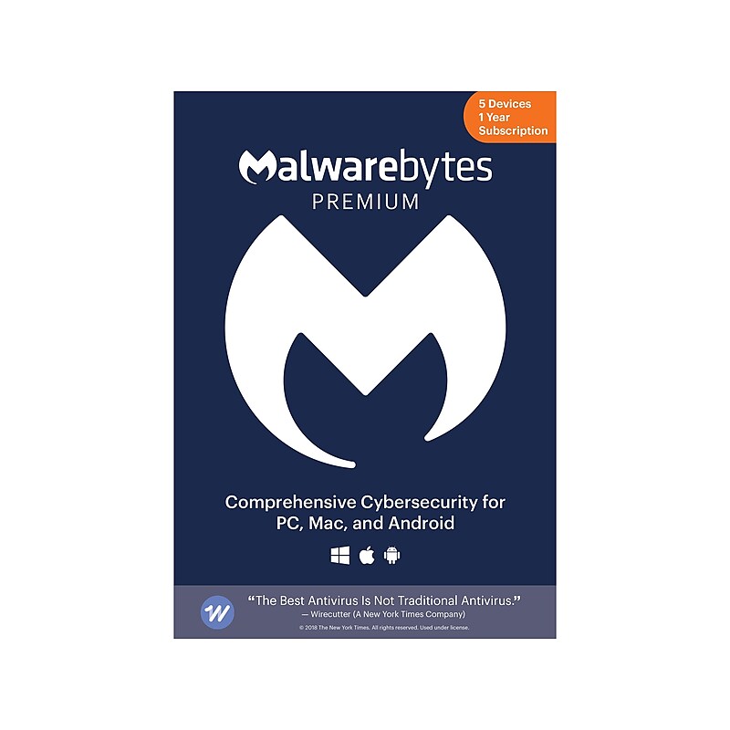 Malwarebytes Premium for 5 Devices, Windows/Mac/Android, Download (854248005903) image 1