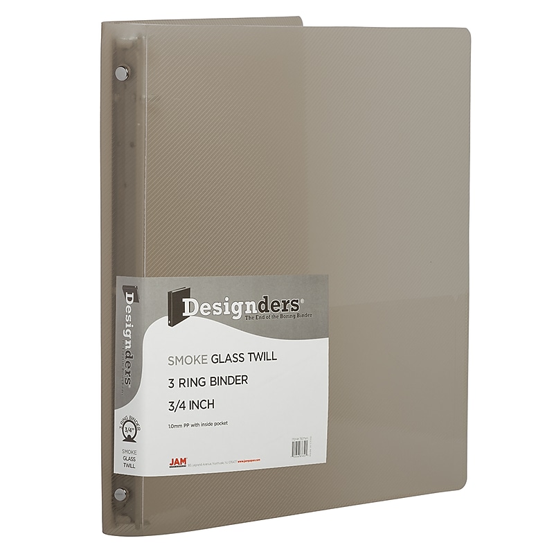 JAM Paper 3/4" 3-Ring Flexible Poly Binders, Gray (53016SM) image 1