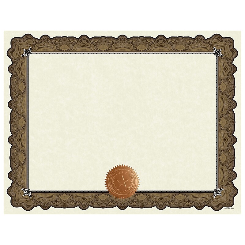 Great Papers Cambridge Certificates, 8.5" x 11", Beige/Gold, 10/Pack (2020004) image 1