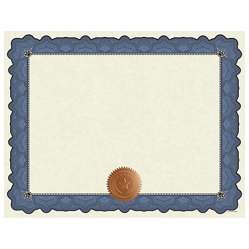 Great Papers Cambridge Certificates, 8.5" x 11", Beige/Blue, 10/Pack
