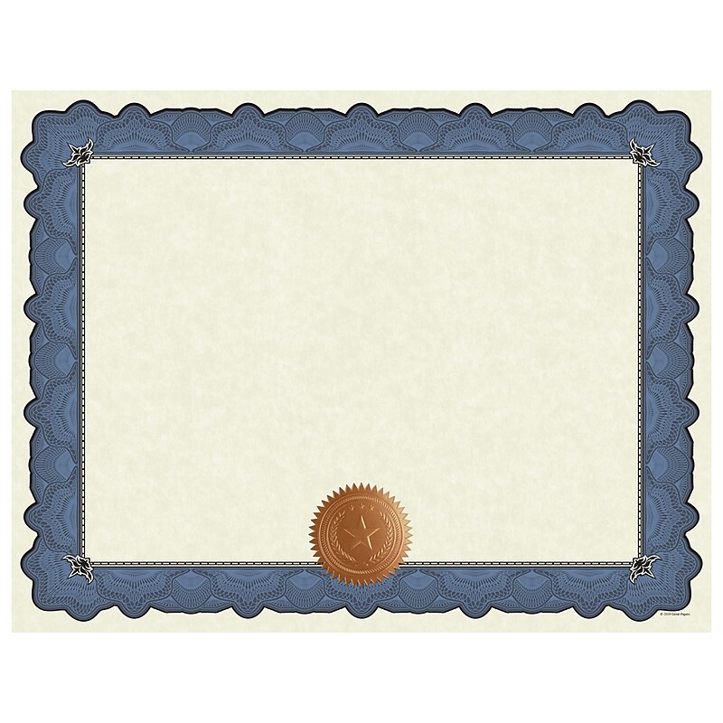 Great Papers Cambridge Certificates, 8.5" x 11", Beige/Blue, 10/Pack (2020005) image 1