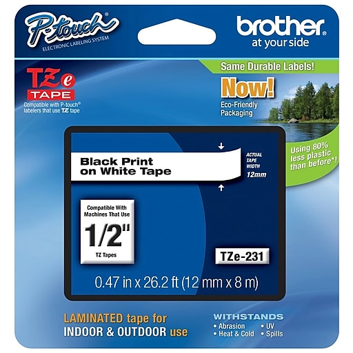 to Brother P-Touch H100LB 1000 1010 H105 D210 3x TZc-231 12mm Signature Tape comp 