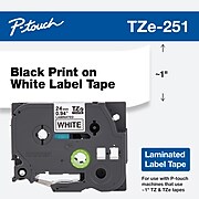 Brother Genuine P-touch TZe-251 Label Maker Tape, 0.94"W, Black On White