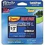 Brother P-touch TZe-131 Laminated Label Maker Tape, 1/2" x 26-2/10', Black on Clear, 2/Pack (TZe-1312PK)~#|#~sp85565417_sc7