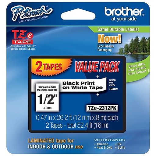 Brother M 2312PK Label Maker Tapes 12 x 26 316 White Pack Of 2 - Office  Depot