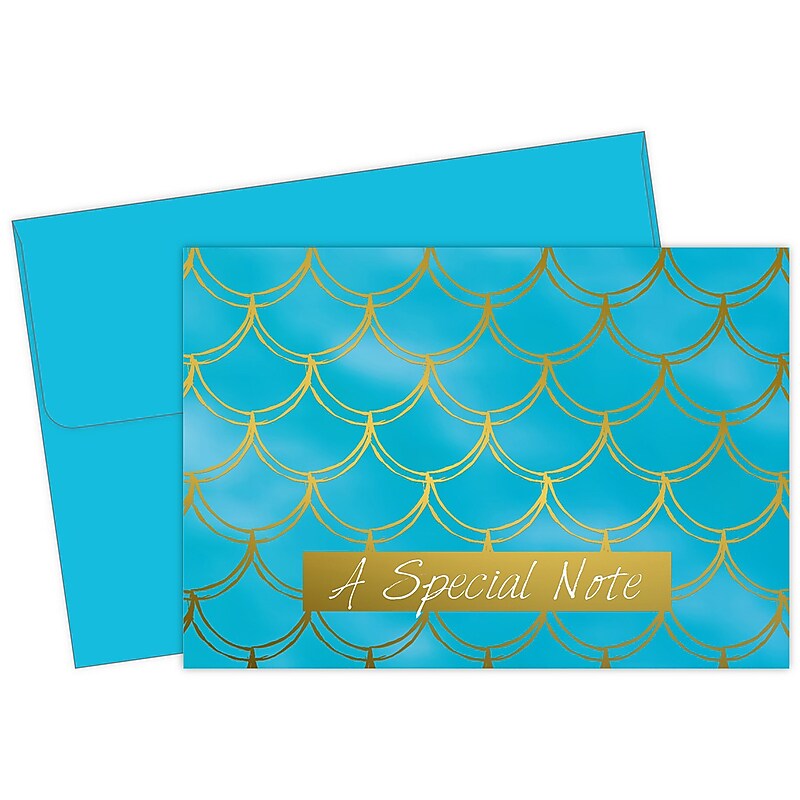 Great Papers! Mermaid Gold Foil Personal Thank You Notecard, Blue/Gold, 50/Pack (2020033) image 1