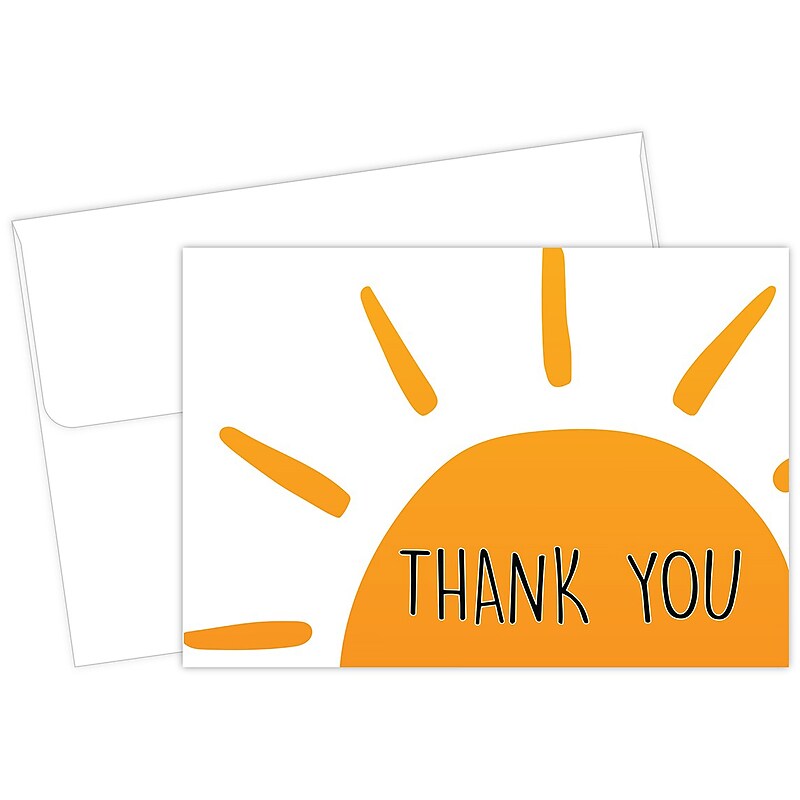 Great Papers! Rise 'N Shine Smooth Personal Thank You Notecard, White/Orange/Black, 25/Pack (2020028) image 1