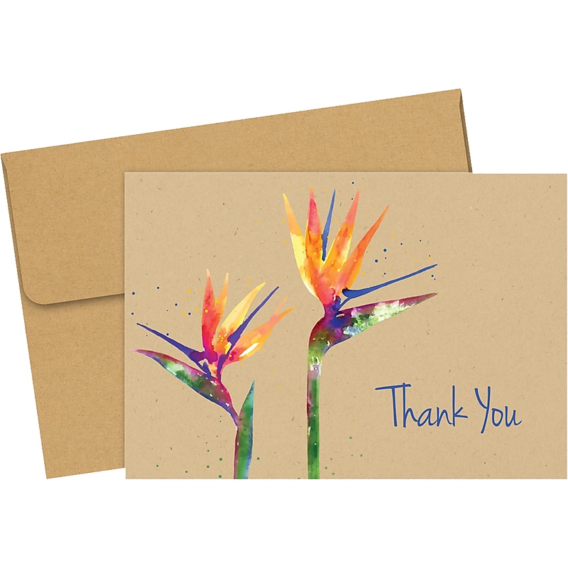 Great Papers! Paradise Faux Kraft Matte Personal Thank You Notecard, Multicolor, 50/Pack (2020034) image 1