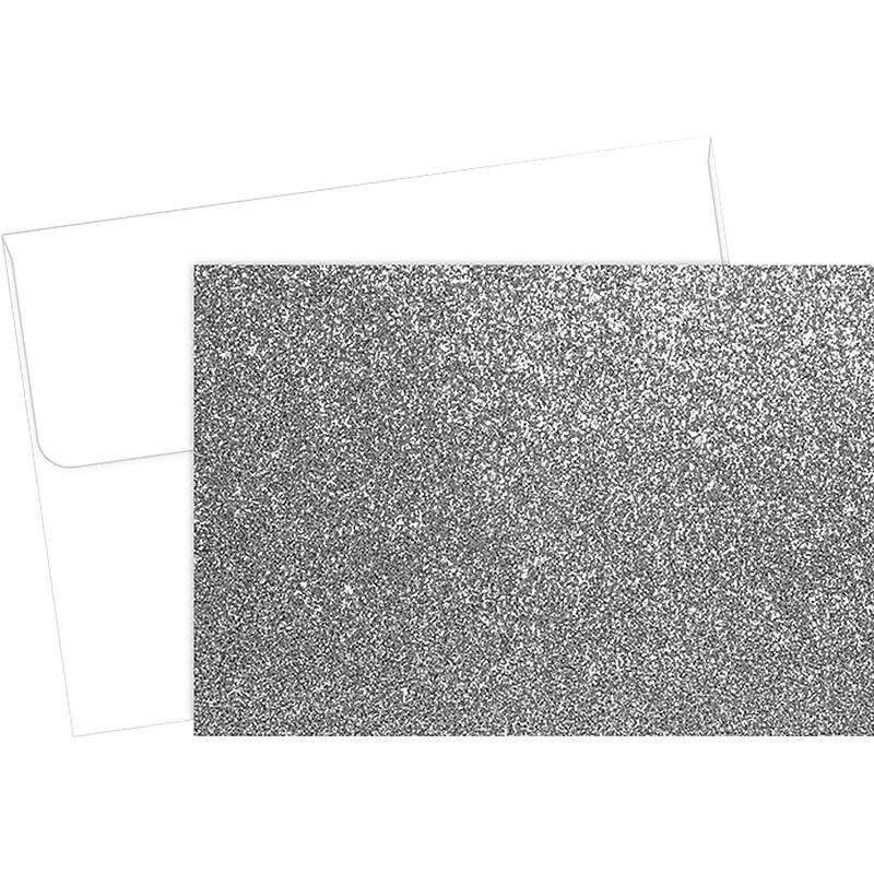 Great Papers! Glitter Glossy Personal Thank You Notecard, Silver, 15/Pack (2020023) image 1