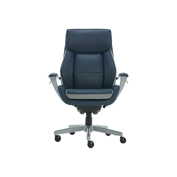 La-Z-Boy Alton Leather Executive Chair, Steel Blue/Light