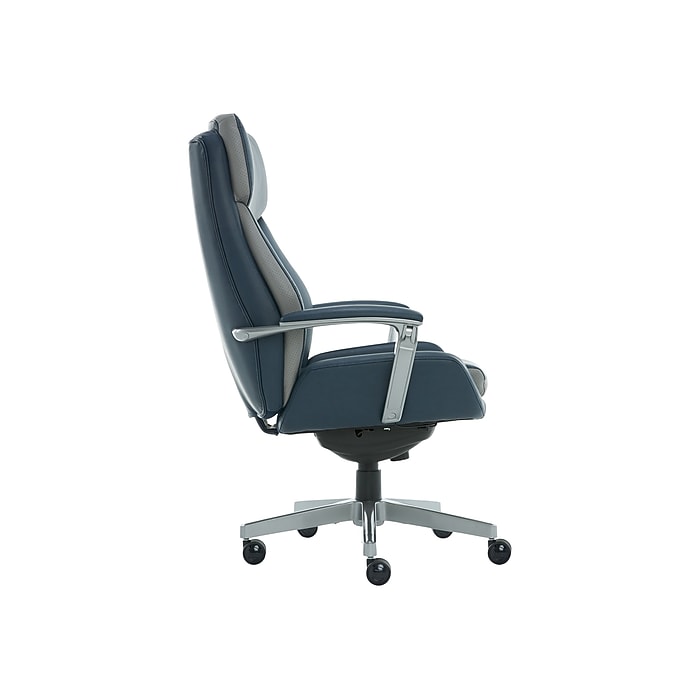 La-Z-Boy Alton Bonded Leather Executive Chair, Steel Blue/Light