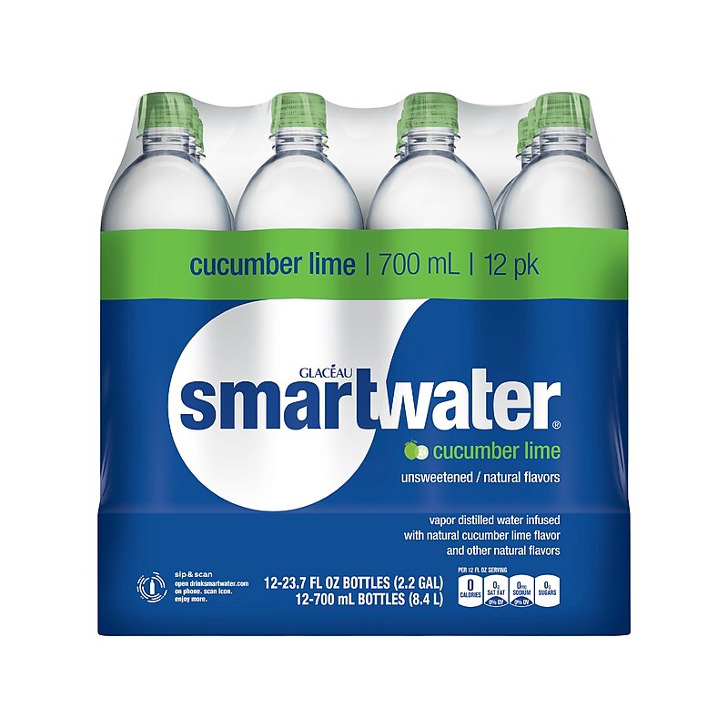Glaceau Smartwater Flavored Water, 23.7 Oz., 12/Pack (157206) image 1