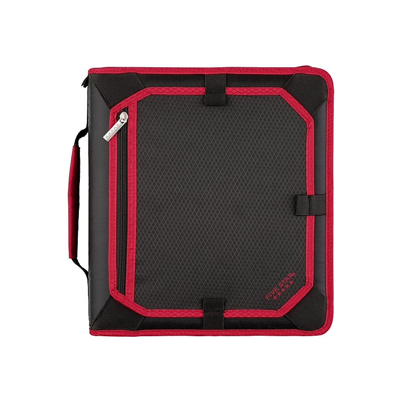 Five Star 2" 3-Ring Zipper Binders, Black/Red (29052CE8) image 1