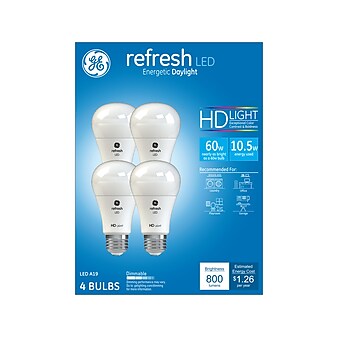 GE Refresh 10.5W A19 LED Bulb, 4/Pack (42978)