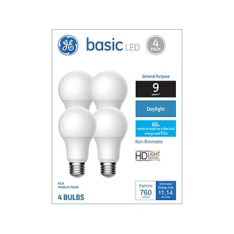 GE Basic 10W A19 LED Bulb, 4/Pack (37004)