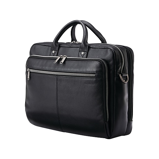 Samsonite Classic Leather Top Loading Briefcase, Black (126039-1041 ...