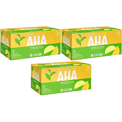 AHA Citrus +Green Tea Sparkling Water, 12 Fl. Oz., 24/Pack (157378) at Staples