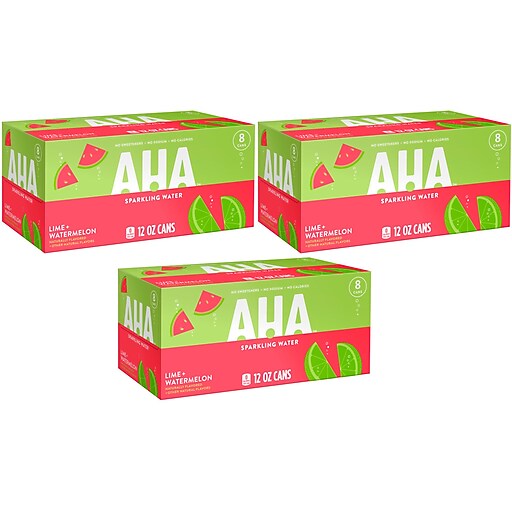 AHA Lime + Watermelon Sparkling Water, 12 Fl. Oz., 24/Pack (157376) at Staples