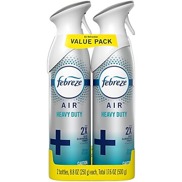 Febreze Odor-Eliminating Heavy Duty Air Freshener with Crisp Clean Scent, 2 count, 8.8 oz (97806)