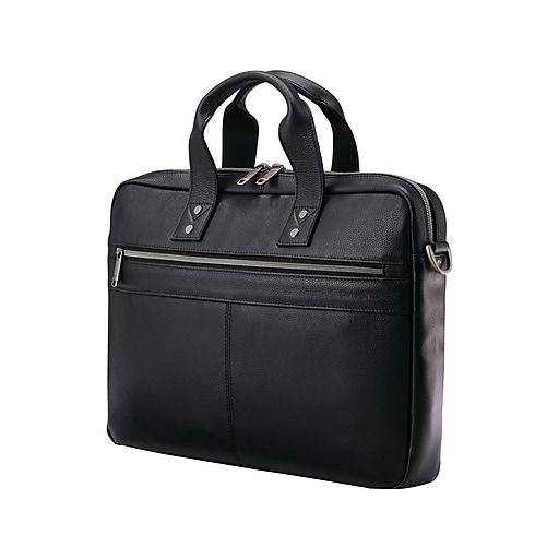 Samsonite Classic Laptop Briefcase, Black Leather (126038-1041) | Staples