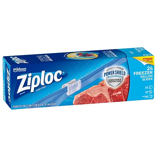 Ziploc Slider Freezer Bags, Gallon, 24/Carton (316485) Staples