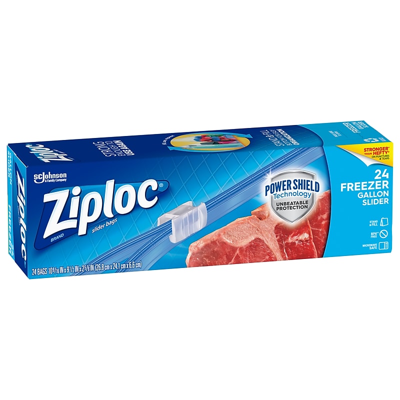 Ziploc Slider Freezer Bags, Gallon, 24/Carton (316485) image 1