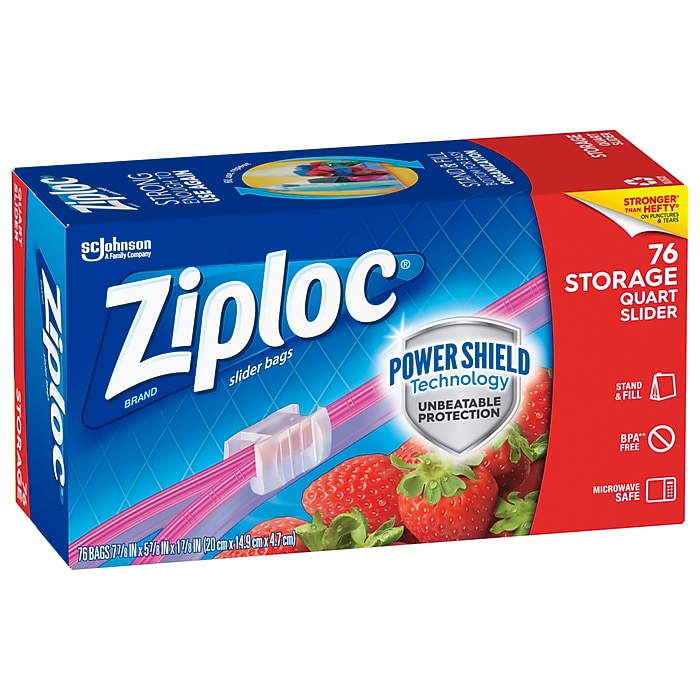 Ziploc Slider Storage Bags, Quart, 76/Carton (316490) | Staples