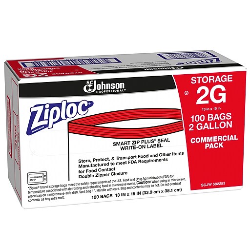 Ziploc Storage Bags, 2 Gallon, 100 Bags/Carton (682253) at Staples