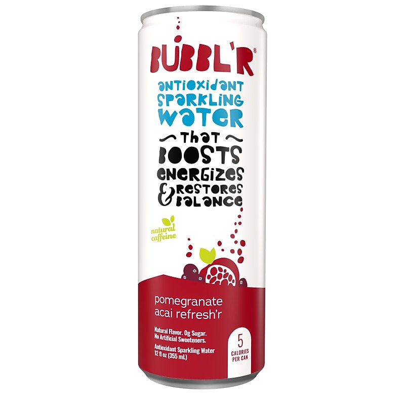 Bubbl'r Antioxidant Sparkling Water, Pomegranate Acai Refresh'r, 12 oz. Can, 12/Pack (WIC39920) image 1
