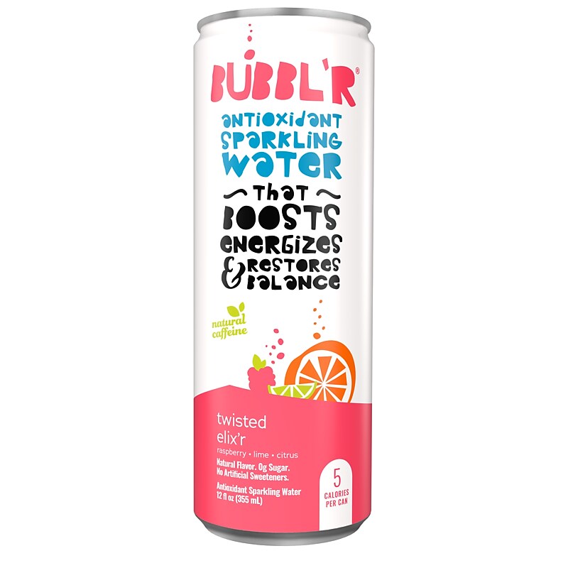 Bubbl'r Antioxidant Sparkling Water, Twisted Elix'r, 12 oz. Can, 12/Pack (WIC39923) image 1
